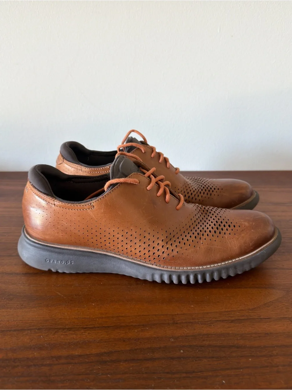 Cole Haan Men's 8.5M 2.ZEROGRAND Brown Leather Wingtip Oxford Shoes C25351